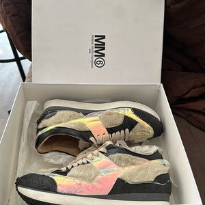 Authentic Reflective MM6 Black Denim Sneakers Maison Margiela
